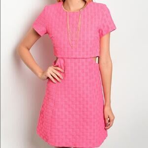 Waffle Knit Dress Pink